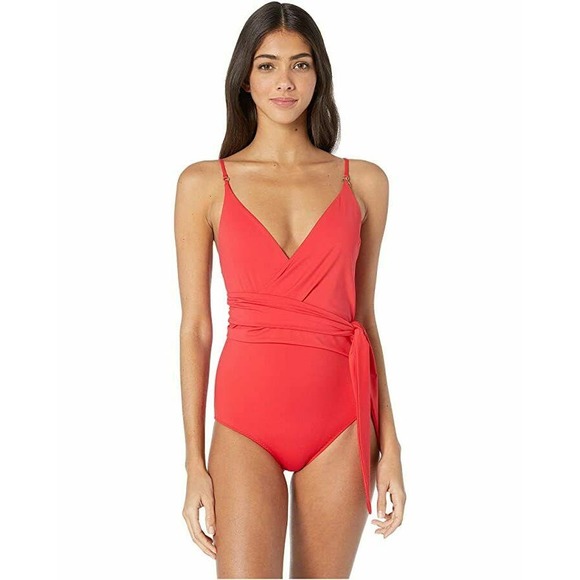 Stella Mcartney One-Piece Swimsuit Wrap Red Small - Picture 2 of 4